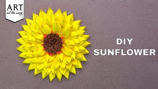 How to Make Paper Sunflower  Flower Making With Paper  Sunflower  Wall Decor  Paper Crafts [upl. by Walsh]