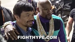 EPIC MAYWEATHER AND PACQUIAO REUNITE TAKE PIC AFTER SPENCE DOMINATES GARCIA amp CALLS OUT MANNY [upl. by Aeriell]