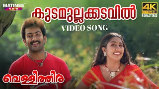 Kudamullakkadavil Video Song  4K Remastered  Vellithira  Prithviraj  Navya Nair  Sujatha Mohan [upl. by Alexine826]