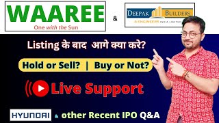 Waaree Energies IPO Listing Live 🔴 Support  Waaree IPO Hold or sell  Deepak Builders IPO amp Other [upl. by Nilhsa]