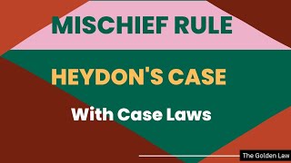 Mischief Rule  Heydon Rule  Interpretation of Statutes  With Case Laws [upl. by Notsur843]