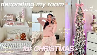 CHRISTMAS ROOM MAKEOVER 🩰❄️ decor shopping haul decorate wme  room tour [upl. by Ennaesor798]