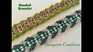 Spiral Stitch on a Right Angle weave Bracelet [upl. by Ardnuaet486]