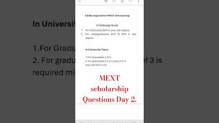 2 CGPA Required for MEXT Scholarship 2025 mextscholarship mext viral [upl. by Enirehtacyram843]