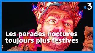 Carnaval de Nice 2023  le corso carnavalesque illuminé du Roi des trésors du monde [upl. by Arahas603]