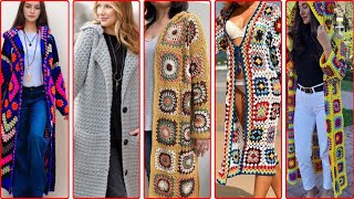 Long Granny Square Cardigan Granny Square Crochet Jacket Patchwork Cardigan Buttonless Cardigan [upl. by Arand]