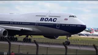 BOAC Boeing 747400 Departing Heathrow Airport [upl. by Enyawed]