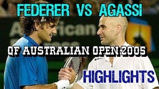 Federer v Agassi QF Australian Open 2005 Highlights [upl. by Tenn371]