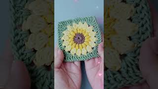 Shorts How to Crochet a Sunburst Sunflower Granny Square Beginners Friendly [upl. by Dorothy570]