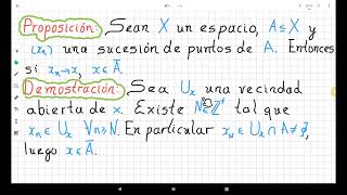 Clase 8 Sucesiones convergentes en espacios topológicos [upl. by Aleacem]