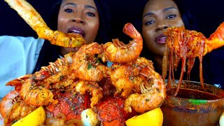 Spicy Seafood Boil Mukbang Eating with my sister Seafood boil sauce  Seafood  Mukbang [upl. by Woolcott178]