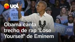 Obama improvisa rap após ser apresentado por Eminem em comício em Detroit [upl. by Anirbas]