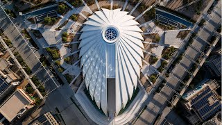 Drone video of UAE Pavilion designed by Santiago Calatrava [upl. by Bradley577]