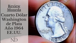 Review Moneda Cuarto de Dolar de George Wahington  Plata 1964 EEUU  USA SILVER COIN KM164 Video26 [upl. by Catharine]