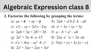 Algebraic Expression class 8 in Nepali  Part2  Factorize the following by grouping the terms [upl. by Christabella]