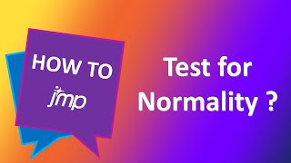 How do I test my data for normality using JMP software [upl. by Ednalrym]