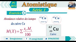 Abondances relatives de deux isotopes de cuivre Cu exercice 6 [upl. by Lantz544]