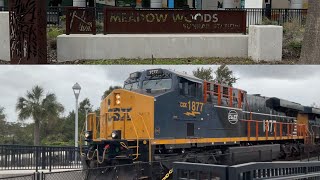 Railfanning at Meadow Woods station ft CSX 1877 11524 [upl. by Ahsram]