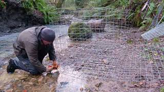 River Gabion Installation Part 2  the main baskets [upl. by Coats]