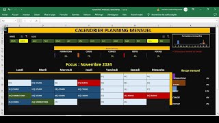 Calendrier mensuel avec planning personnel Excel [upl. by Atiuqrahs]