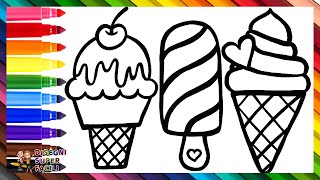 Disegnare e Colorare Gelati Arcobaleno 🍦🍨🍧❄️🌈 Disegni per Bambini [upl. by Nilhsa]