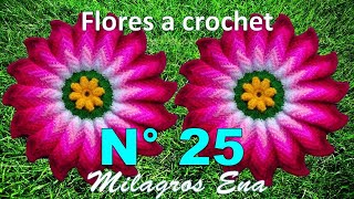 Como tejer la Flor N° 25 a crochet para aplicar en tapetes centros de mesa y cuadrados para colchas [upl. by Jamill]