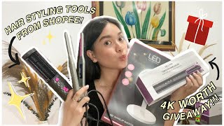 SHOPEE HAUL  THE BEST HAIR STYLING TOOLS  4K WORTH OF GIVEAWAY  Danah Asana Philippines [upl. by Hplodnar]