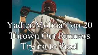 Yadier Molina Top 20 Thrown Out Runners Trying to Steal [upl. by Sualkcin]