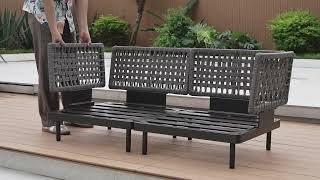 Charcoal Aluminum Outdoor Sofa Assembly Guide｜OTDMEL [upl. by Moclam]