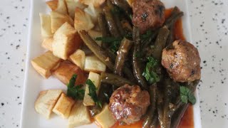 Haricots verts sautés avec boulettes de viande haché [upl. by Eesdnil179]