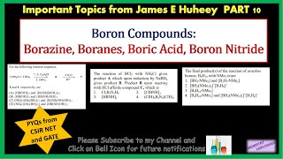 Boron Compounds Borazine Boranes Boric Acid Boron Nitride [upl. by Leif291]