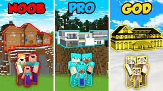 Minecraft NOOB vs PRO vs GOD  HILLSIDE MANSION in Minecraft Animation [upl. by Onnem]