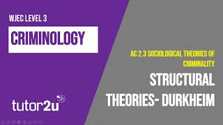 Durkheim  WJEC Criminology  Unit 2  AC 23 Revision [upl. by Calise]