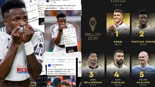 Le plus grand scandale du ballon dor Vinicius fait une grande promesse après être classé 2e Rodry [upl. by Nnayt]