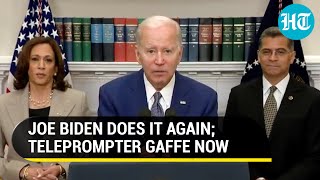 ‘Repeat the line’ Biden mocked for reading teleprompter instruction during live broadcast  Viral [upl. by Rhett834]