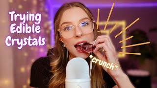 ASMR  Trying Edible Crystal Candy 🔮 wet amp crunchy mouth sounds [upl. by Niamart]