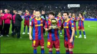 Messi  Iniesta  Xavi at Camp Nou with Ballon Dor for Barca Fans [upl. by Baun]