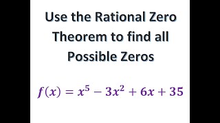 Use the Rational Zero Theorem to list all Possible Rational Zeros [upl. by Utta]