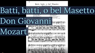 Batti batti o bel Masetto Piano Accompaniment Don Giovanni Mozart Karaoke [upl. by Noma]