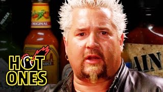 Guy Fieri Becomes the Mayor of Spicy Wings  Hot Ones [upl. by Rosemaria]