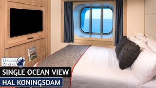 HAL Koningsdam  Single Ocean View Stateroom Full Tour amp Review 4K  Holland America Line [upl. by Aohsoj781]