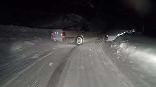 Mercedes Benz W124 300E Uphill Snow Drift [upl. by Bellew]