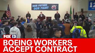 Boeing factory workers vote to accept contract ending over 7week strike  FOX 13 Seattle [upl. by Kurt75]