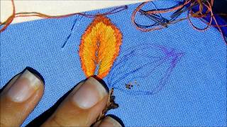 Como bordar hojas How to embroider leaves [upl. by Eilatam]