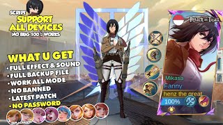 NEW Script Skin Fanny Mikasa Attack on Titan No Password  Full Effect amp Sound With Logo  Latest [upl. by Akibma34]