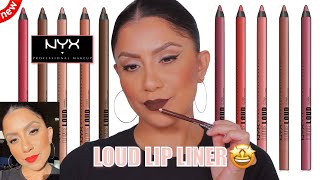 new NYX LINE LOUD LONGWEAR LIP LINER  NATURAL LIGHTING LIP SWATCHES amp WEAR TEST  MagdalineJanet [upl. by Borlow810]