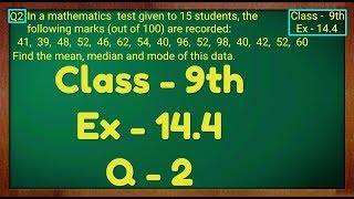 Class  9th Ex  144 Q2 Statistics Maths NCERT CBSE [upl. by Elmo931]