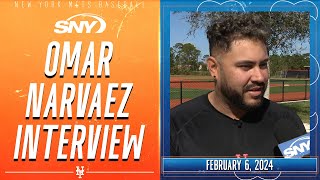 Omar Narvaez talks Mets 2024 goals Francisco Alvarez and new leadership at spring training  SNY [upl. by Myrilla]