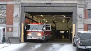 MONTREAL FIRE TRUCKS ROLL OUT OF STATION 34 [upl. by Otrebile647]