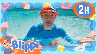 Blippis First Pool Adventure  Blippi  Educational Songs For Kids Inclusive Explorers [upl. by Aneeras]